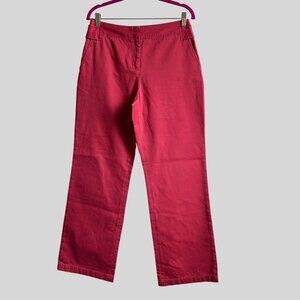 J Jill Pants Wide Leg Chino Trousers 100% Cotton Red Orange Office‎ Womens Sz 10